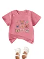 Detail t-shirt rose a manches courtes pour enfants avec un joli imprime de papillons. - 90cm / Hauts / Pêche
