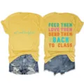 Casual dames geel korte mouw t-shirt met letter print voor en achter zomer top - S / Tops / Geel