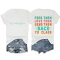 Detailweergave dames korte mouw t-shirt met leuke tekstprint en korte broek. - S / Tops / Wit