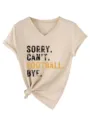 Women Casual V-Neck Short Sleeve T-Shirt Letter Print Summer Fashion Tee Top Beige - S / Tops / Sand