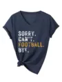 Casual Women V-Neck Short Sleeve T-Shirt Funny Football Quote Summer Graphic Tee Top - S / Tops / Navy Blue