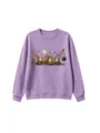 Lila Rundhals-Sweatshirt mit einem lustigen Halloween-Geist und Baustellen-Grafikdruck. - Oberteile / 110cm / Lavendel
