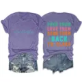Casual dames t-shirt met ronde hals en korte mouwen met leuke letterprint details. - S / Tops / Paars