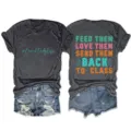 Gedetailleerd overzicht casual dames korte mouw t-shirt met grappige quote op de rug. - S / Tops / Zwartgrijs Gemêleerd