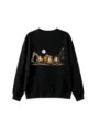 Vista dettagliata della felpa nera casual con stampa di camion fantasma di Halloween. - Top / 110cm / Nero