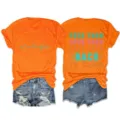Casual oranje t-shirt met korte mouwen en ronde hals en grappige letterprint details. - S / Tops / Oranje