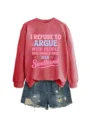 Felpa da donna a maniche lunghe con stampa a lettere rossa, pullover casual dettaglio. - Taglia S / Top / Rosso