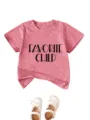 Kids casual round neck short sleeve t-shirt with favorite child letter print for daily wear. - Peach