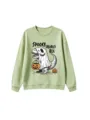 Green spooky saurus rex kids sweatshirt cute dinosaur halloween pullover top for autumn - 110cm / Tops / Olive Green