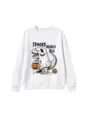 Halloween Spooky Saurus Rex Dinosaur Print Long Sleeve White Kids Sweatshirt Casual Top - 110cm / Tops / White