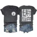 Women casual crew neck short sleeve t-shirt with funny quote graphic print and denim shorts. - S / Tops / Black Heather Grey
