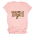 Casual roze dames T-shirt met leraar opdruk, korte mouwen en comfortabele ronde hals. - S / Tops / Roze