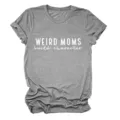 T-shirt femme gris a manches courtes coupe decontractee avec impression de lettres droles. - S / Hauts / Gris foncé