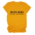 T-shirt femme manches courtes jaune décontracté avec imprimé amusant sur la poitrine. - S / Hauts / Moutarde (Police Noire)