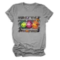 Casual women's short sleeve crewneck t-shirt featuring cute Halloween dumpling print. - S / Tops / Dark Gray