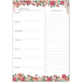 Bloc-notes de plan de repas hebdomadaire vue de détail, liste de courses florale aimantée. - Imprimé Floral