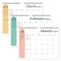 Calendrier mural 2025 planificateur mensuel minimaliste reliure spirale pour bureau - Calendrier mural 2025 aux couleurs macaron