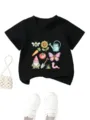 Cute kids graphic t-shirt featuring fun garden elements print, comfortable round neck short sleeve top. - 90 / Tops / Black