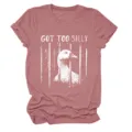 Casual women graphic tee shirt featuring funny cute goose in prison bars design short sleeve top. - S / Tops / Rose Gold (White Letters)