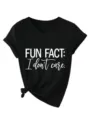 Divertente t-shirt da donna con scollo a V manica corta top nero casual grafica simpatica - Nero