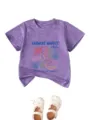 Cute kids purple short sleeve t-shirt with farmers market graphic and cute shoes. - Purple