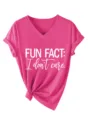 Maglietta donna rosa con scollo a V e maniche corte, simpatica stampa slogan e nodo. - Rosso rosa