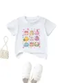 Cute cartoon dumpling print white children short sleeve t-shirt for casual daily wear. - Tops / White / 90cm