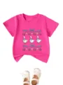 Pink kids short sleeve t-shirt detail with cute duck print and matching white shoes display. - 90cm / Tops / Rose Red
