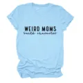 T-shirt femme bleu clair à manches courtes, col rond et impression de lettres amusantes. - S / Hauts / Bleu clair