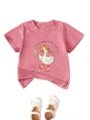 Cute pink short sleeve toddler t-shirt with adorable silly goose graphic for kids daily wear - Peach