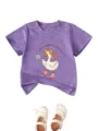 Cute toddler kids purple t-shirt with funny silly goose graphic print short sleeve top. - Purple