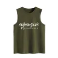 Dames casual losse tanktop gedetailleerd overzicht, legergroen mouwloos zomeroverhemd, zachte stof. - S / Tops / Legergroen