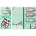 Set de notas adhesivas de nutria bonita bloque de notas dibujos animados marcadores - Conjunto serie de nutrias