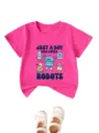 Pink kids short-sleeve t-shirt featuring cute robot graphic print and fun novelty quote detail. - 90cm / Tops / Rose Red