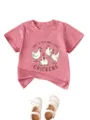 Cute toddler pink t-shirt with chicken graphic and cute matching white baby shoes. - Peach
