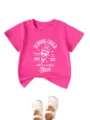 Kids bright pink short sleeve t-shirt with school child print and custom name design. - 160cm / Tops / Rose Red (White Text Color Graphic)