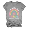 Maglietta casual da donna a maniche corte con arcobaleno e grafica divertente. - Taglia S / Top / Grigio scuro