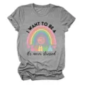 Maglietta grafica donna manica corta grigia top casual carino arc-en-ciel abbigliamento - Taglia S / Top / Grigio Scuro (Lettere Nere)