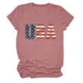 Casual γυναικείο T-shirt κοντομάνικο με vintage τύπωμα γραφικών σημαίας USA. - S / Tops / Ροζ χρυσό