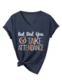 Women's V-neck short sleeve graphic t-shirt with knotted hem casual summer top apparel - Navy Blue