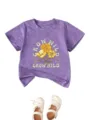 Kids casual purple short sleeve t-shirt with cute floral graphic and matching baby shoes. - 90 / Tops / Purple