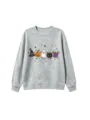 Cute Halloween cartoon print grey crewneck sweatshirt, comfortable and stylish for daily wear. - 110cm / Tops / Light Gray