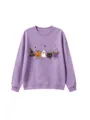 Close-up detail of the purple Halloween sweatshirt with cute ghost pumpkin print. - 110cm / Tops / Lavender