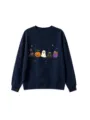 Cute Halloween graphic crewneck sweatshirt for kids and adults, featuring fun holiday prints. - 110cm / Tops / Navy Blue