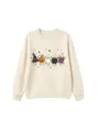 Niedliches Halloween Cartoon Grafik Sweatshirt in Beige mit langen Ärmeln und Rundhals. - 110cm / Oberteile / Sandfarben