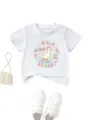 Kids casual short sleeve t-shirt with cute silly goose print, comfortable crew neck top. - 90cm / Tops / White