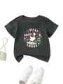 Close-up detail of the cute silly goose graphic print on the dark grey children short sleeve tee. - 90cm / Tops / Dark Gray