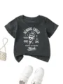 Kids dark gray short sleeve t-shirt with funny school graphic print, casual cotton wear. - 90cm / Tops / Dark Grey (White Text)