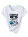 Maglietta maniche corte scollo V infermiera scolastica donna top estivo casual con stampa - Taglia S / Top / Bianco