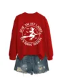 Cozy red pullover sweatshirt featuring a fun witch graphic detail for stylish daily wear. - S / Tops / Bright Red (White Print)